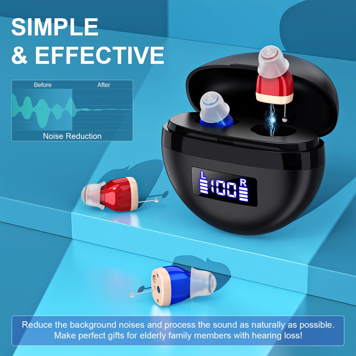 Rechargeable Noise Cancelling Hearing Aids for Seniors
