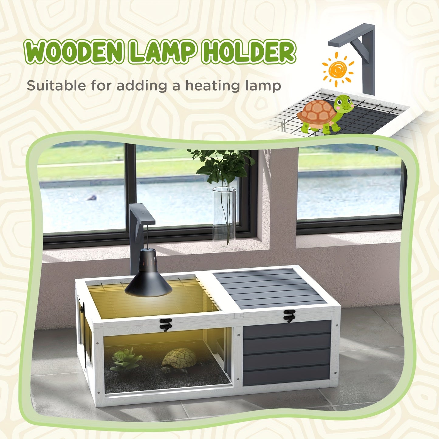 Wooden Tortoise Habitat with Pull-out Trays and Lamp Holder