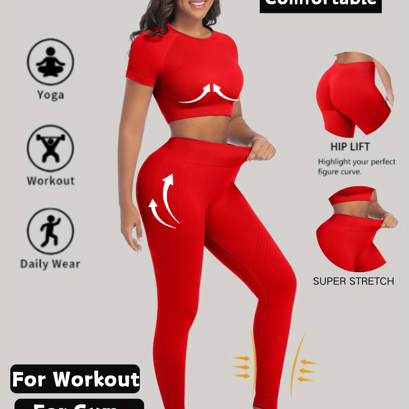 Womens Yoga Set Two Piece Workout Outfit For Daily Wear