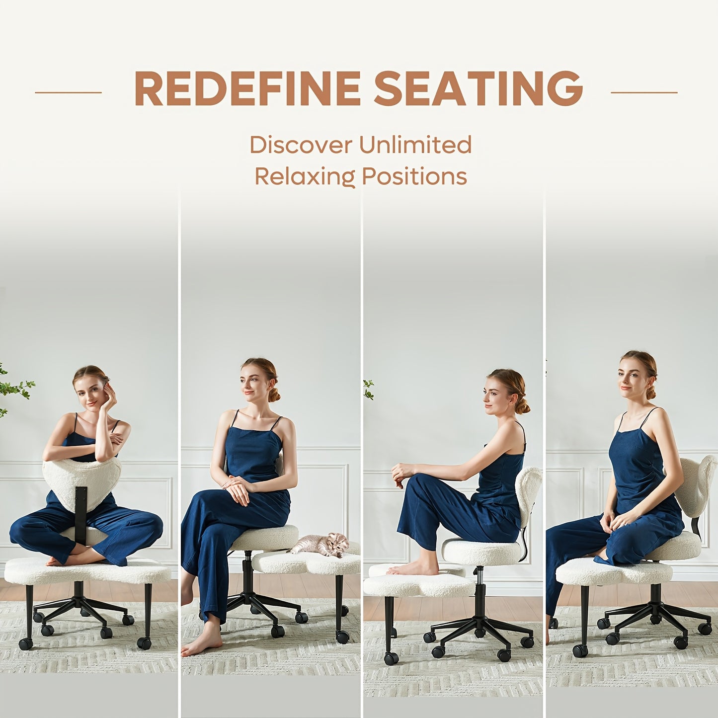 Pinmoco Cross Legged Ergonomic Office Chair With Wheels