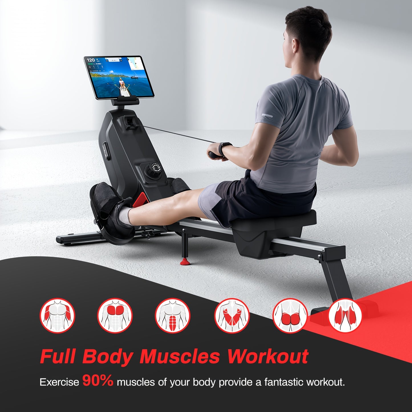 UTRYUP Compact Magnetic Water Rowing Machine for Home Workouts