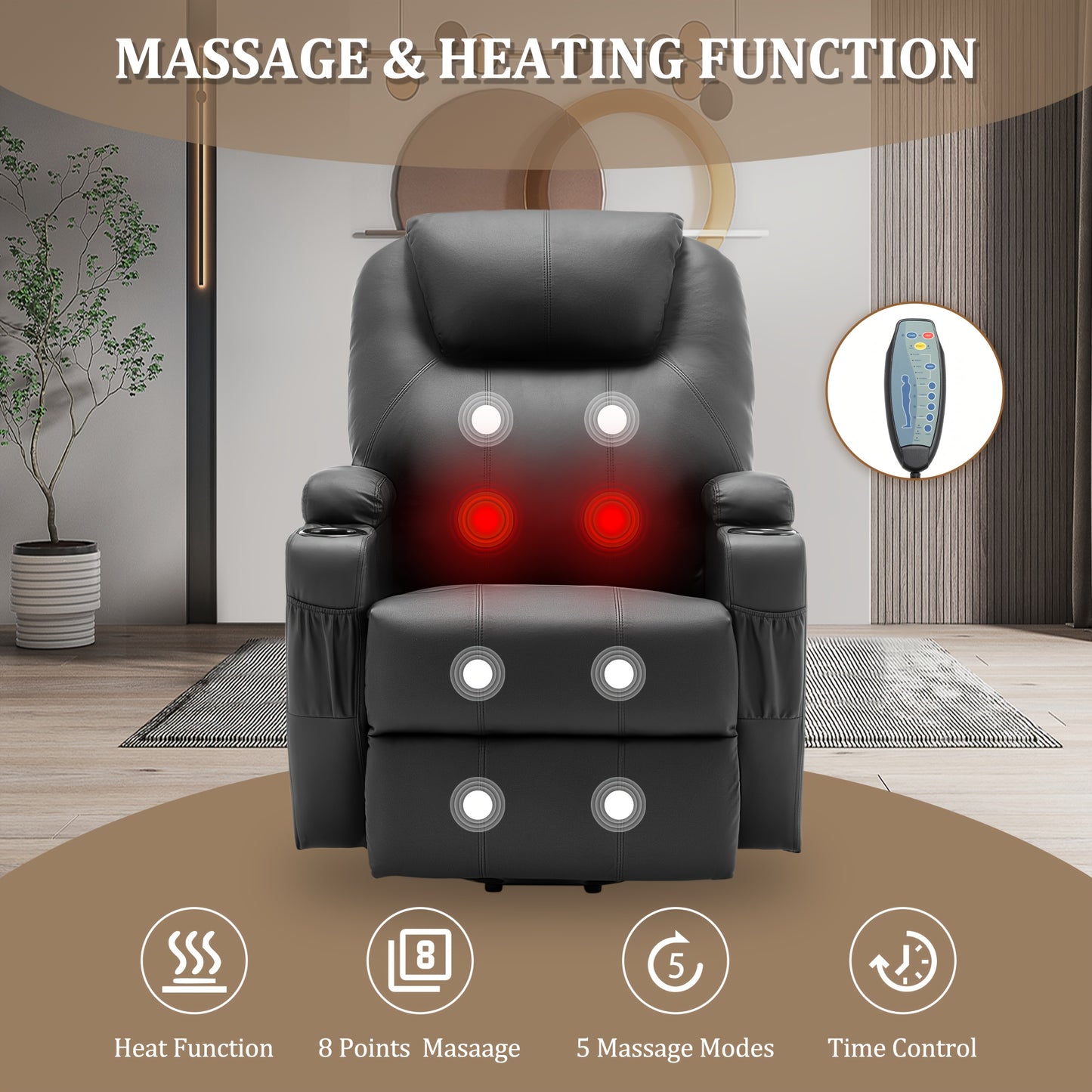 Electric Recliner Chair With Massage Heating And Remote Control
