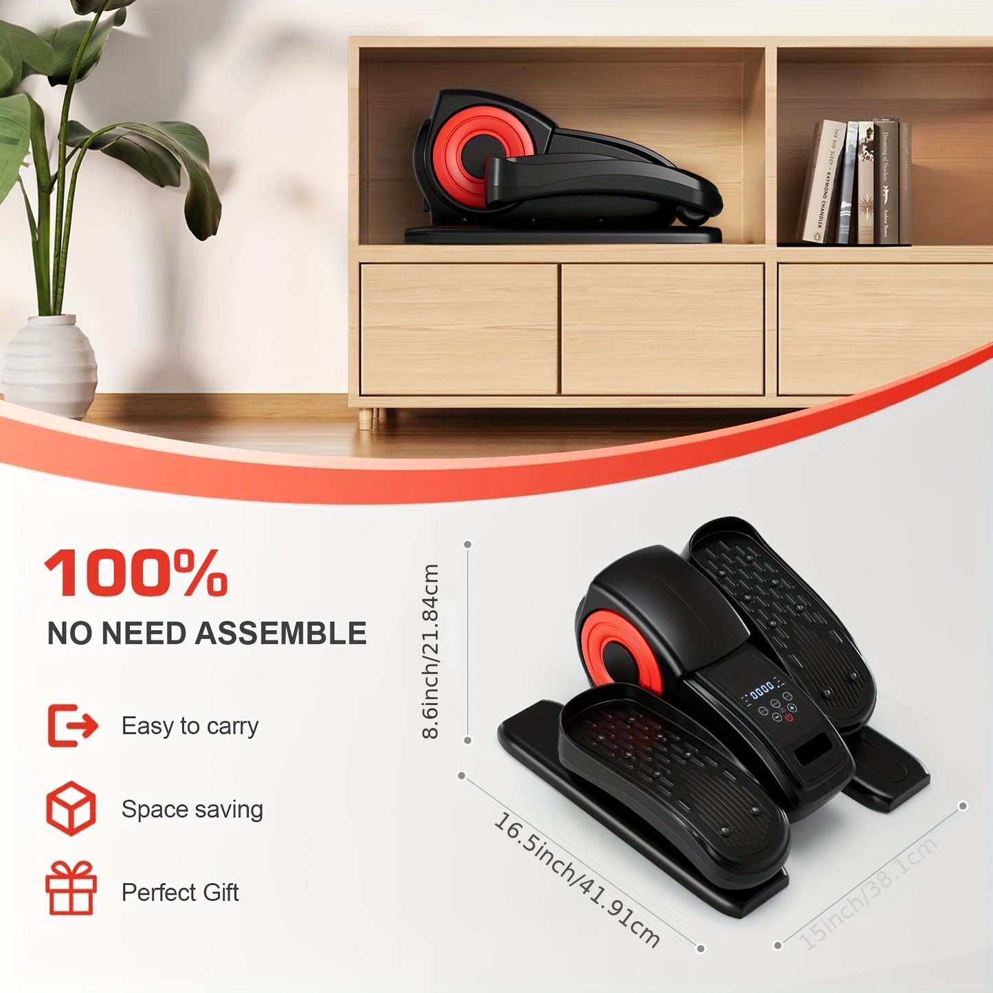 Under Desk Elliptical Machine with Remote for Home Office Use