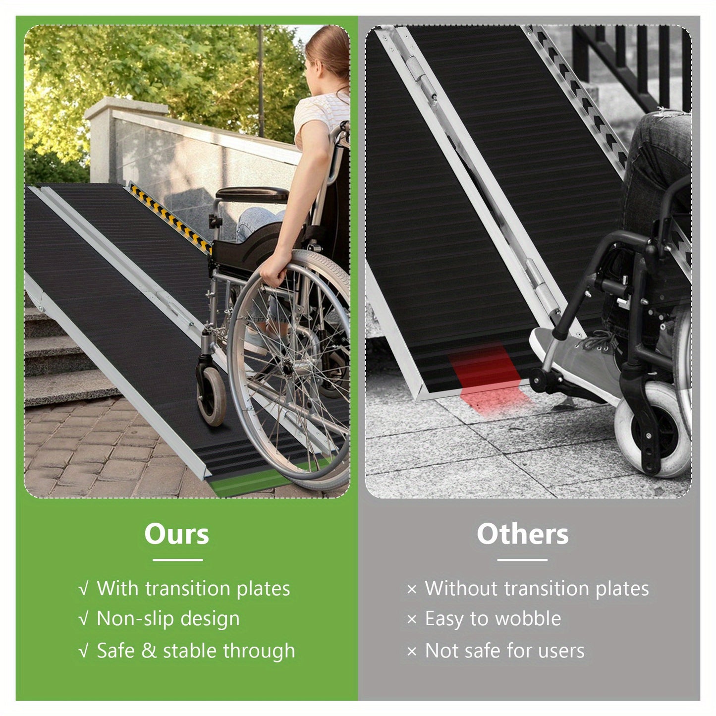 Maxmass Portable Aluminum Wheelchair Ramp for Safe Access