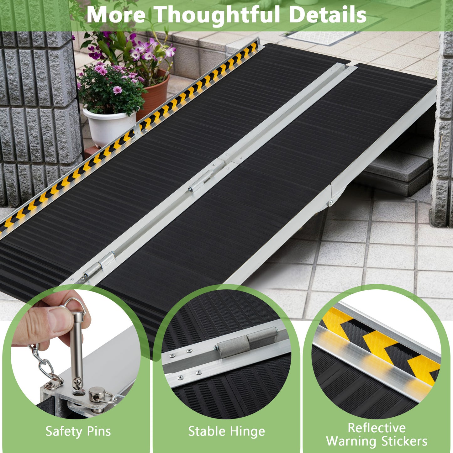 Maxmass Portable Aluminum Wheelchair Ramp for Safe Access