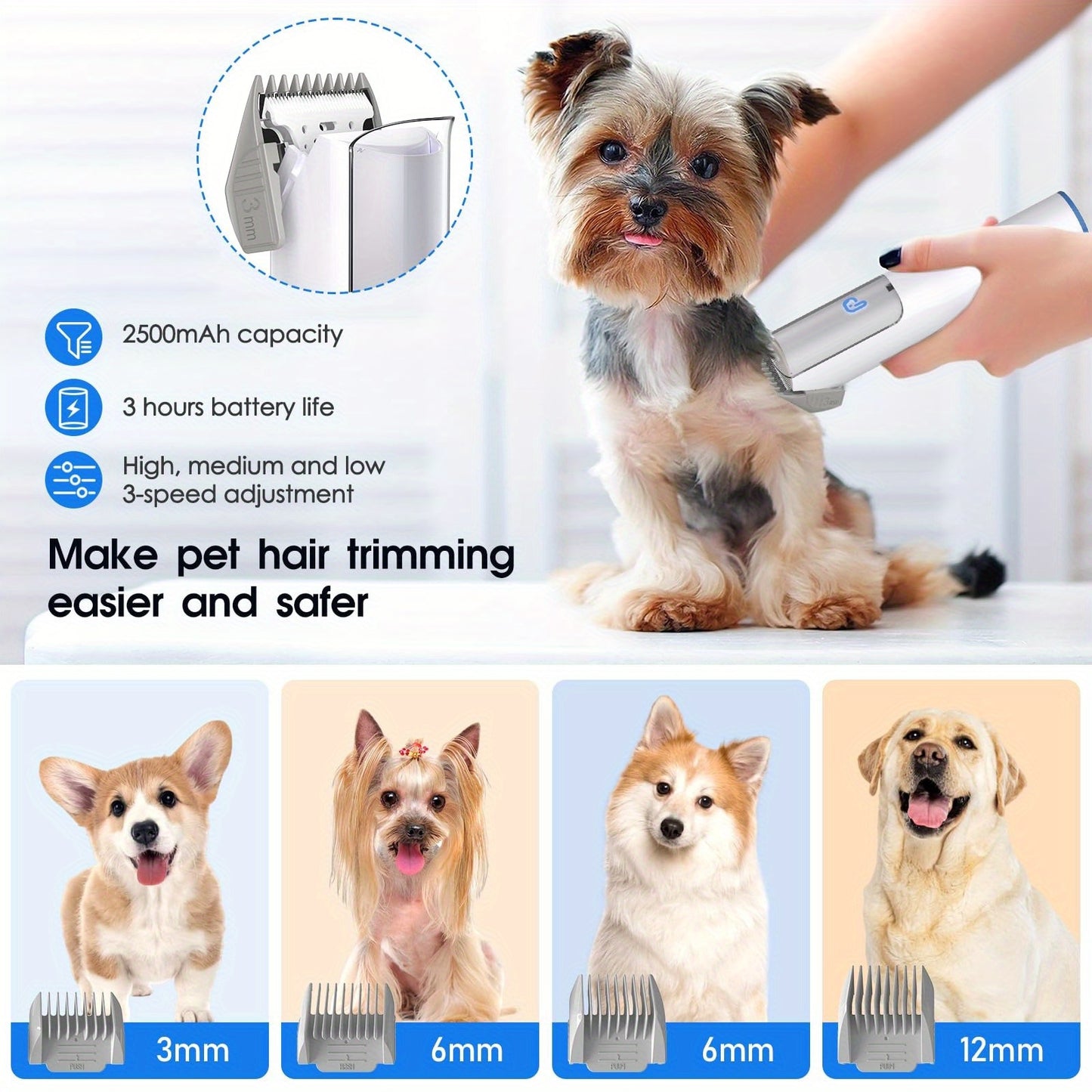 Professional Dog Grooming Kit with Vacuum Suction and Tools