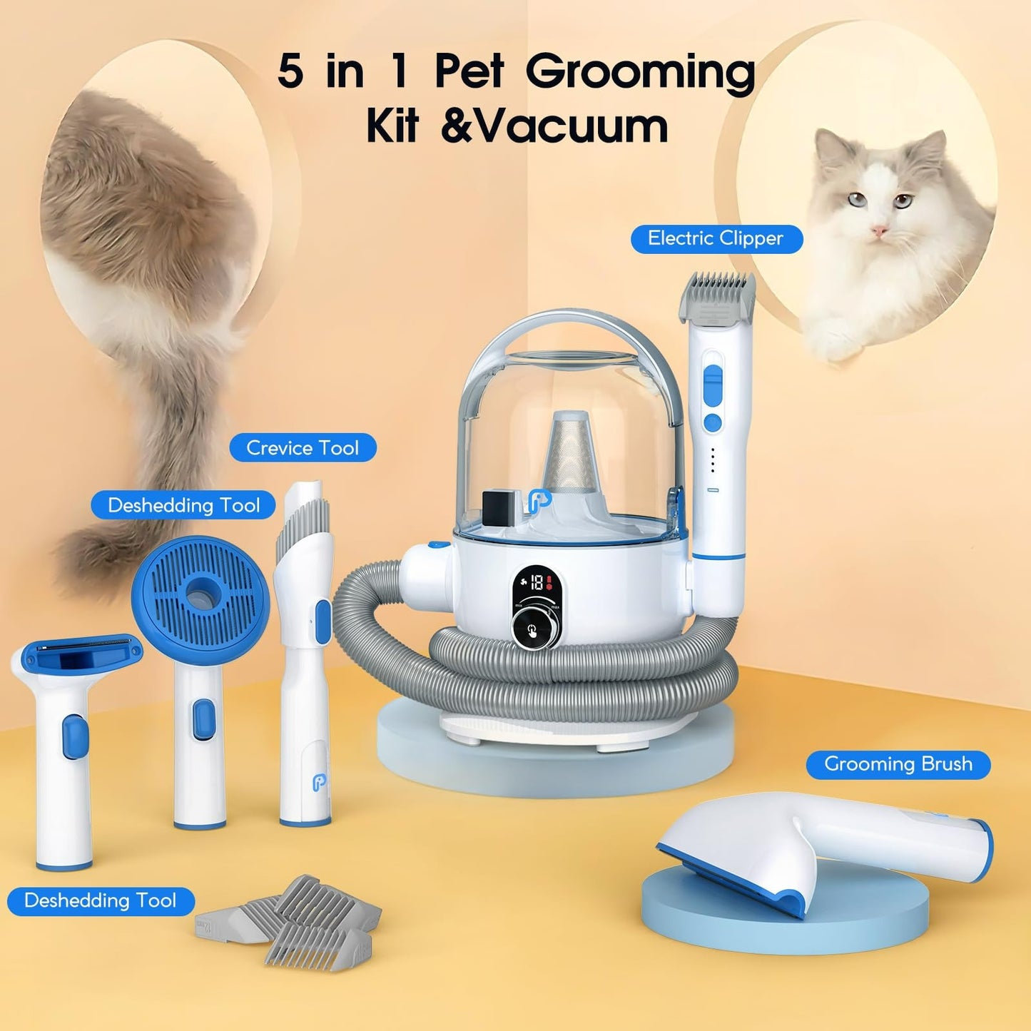 Professional Dog Grooming Kit with Vacuum Suction and Tools