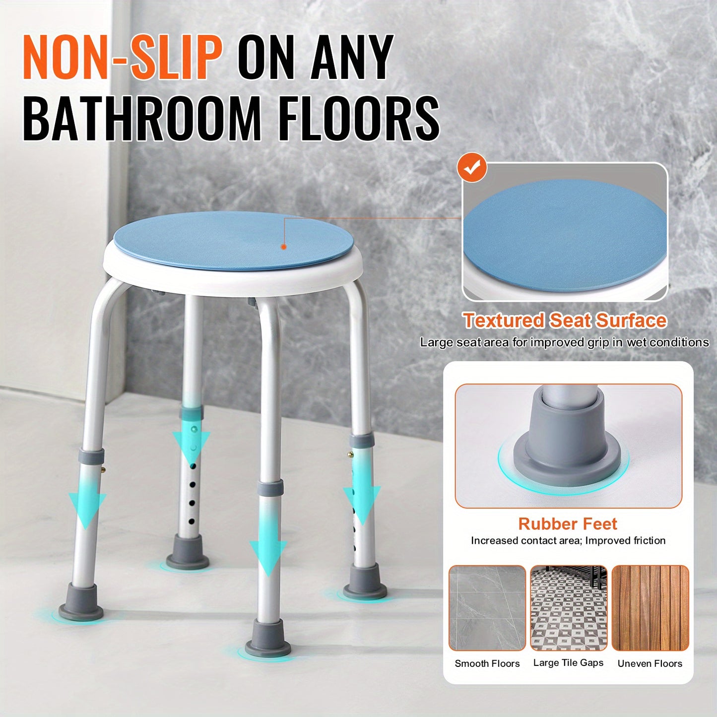 VEVOR 360 Degree Swivel Shower Chair for Comfort and Safety