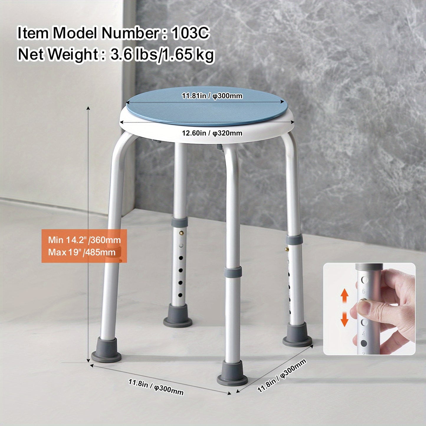 VEVOR 360 Degree Swivel Shower Chair for Comfort and Safety