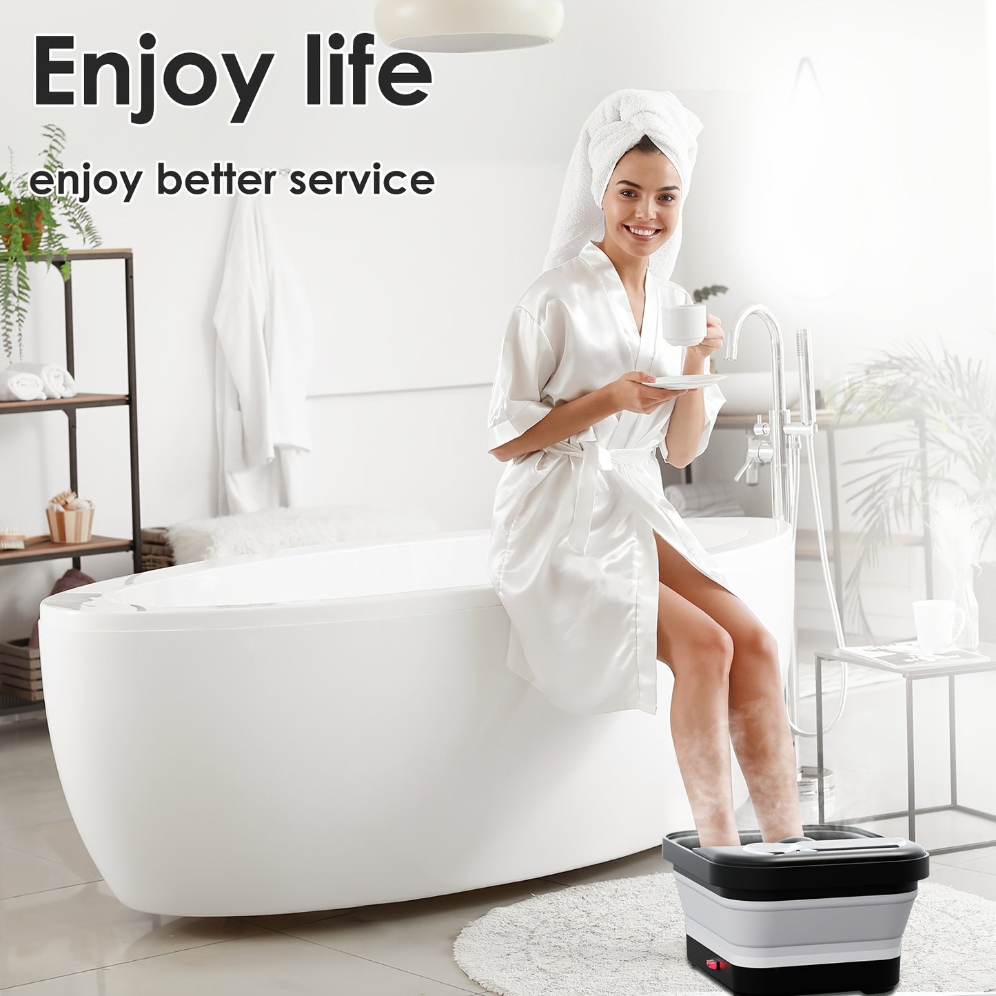 Collapsible Foot Spa Massager With Heater And Temperature Control
