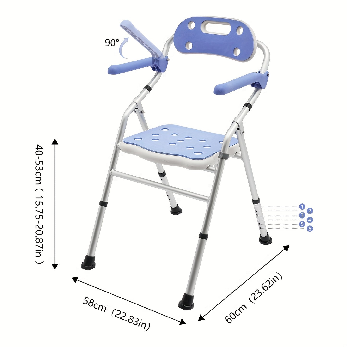 Adjustable Folding Shower Seat with Arms for Safety and Comfort