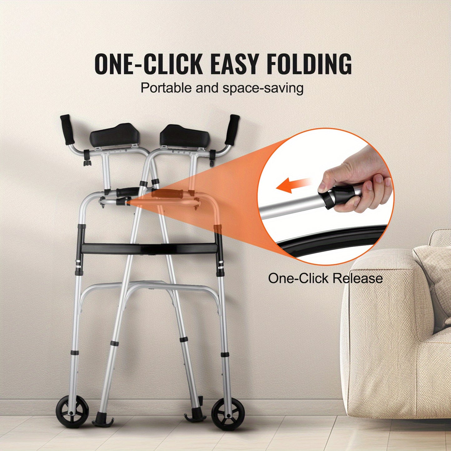 Happybuy 2 in 1 Folding Walker for Comfortable Mobility Assistance