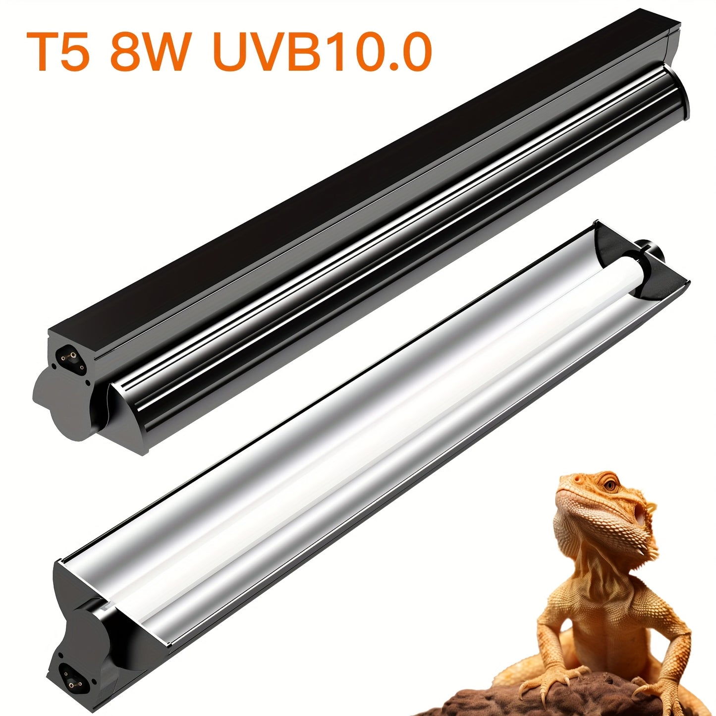 T5 UVB Reptile Light Fixture Combo Kit for Desert Terrariums