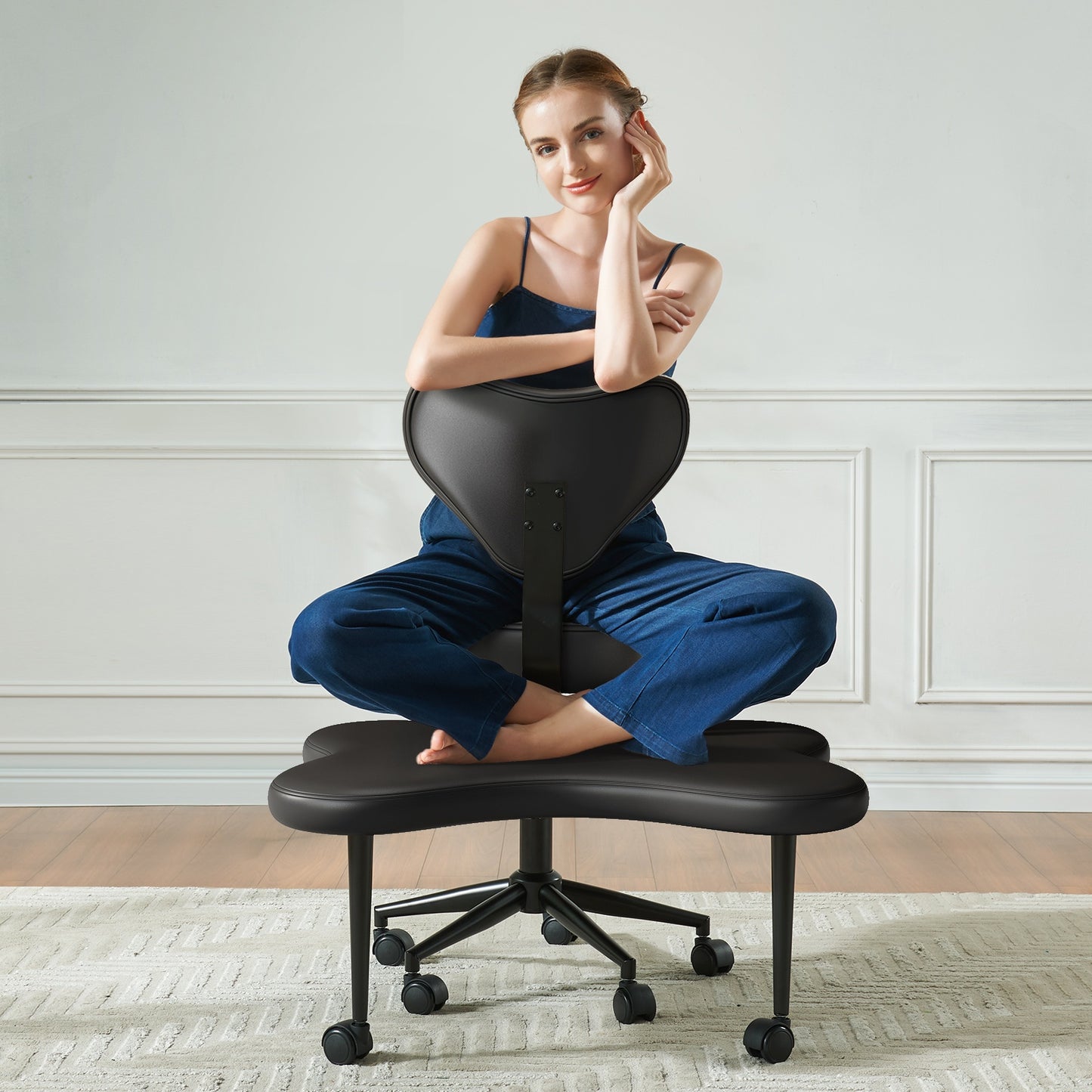 Pinmoco Cross Legged Ergonomic Office Chair With Wheels