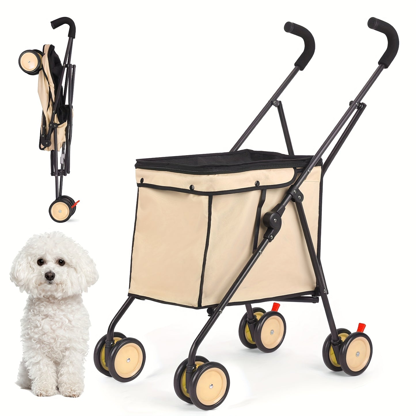 Pet Stroller Folding Cart for Dogs and Cats on the Go