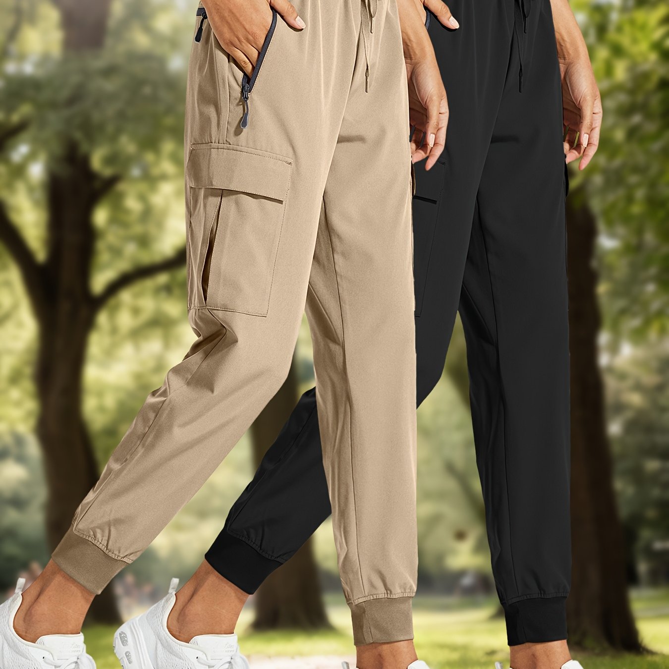 Women's Quick-Dry Cargo Joggers with Sun Protection and Pockets