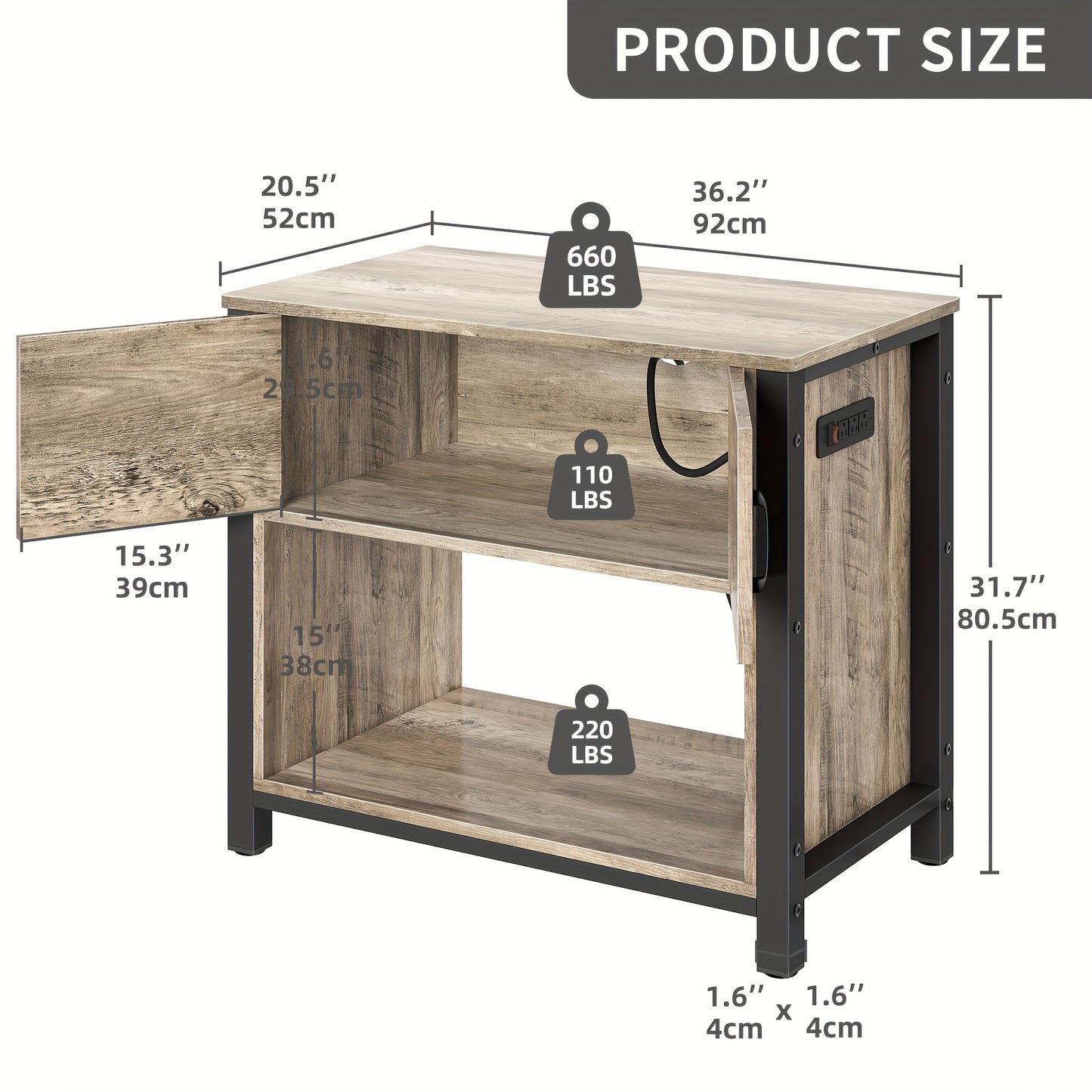 Phabules Durable Aquarium Stand With Built In Power Outlets