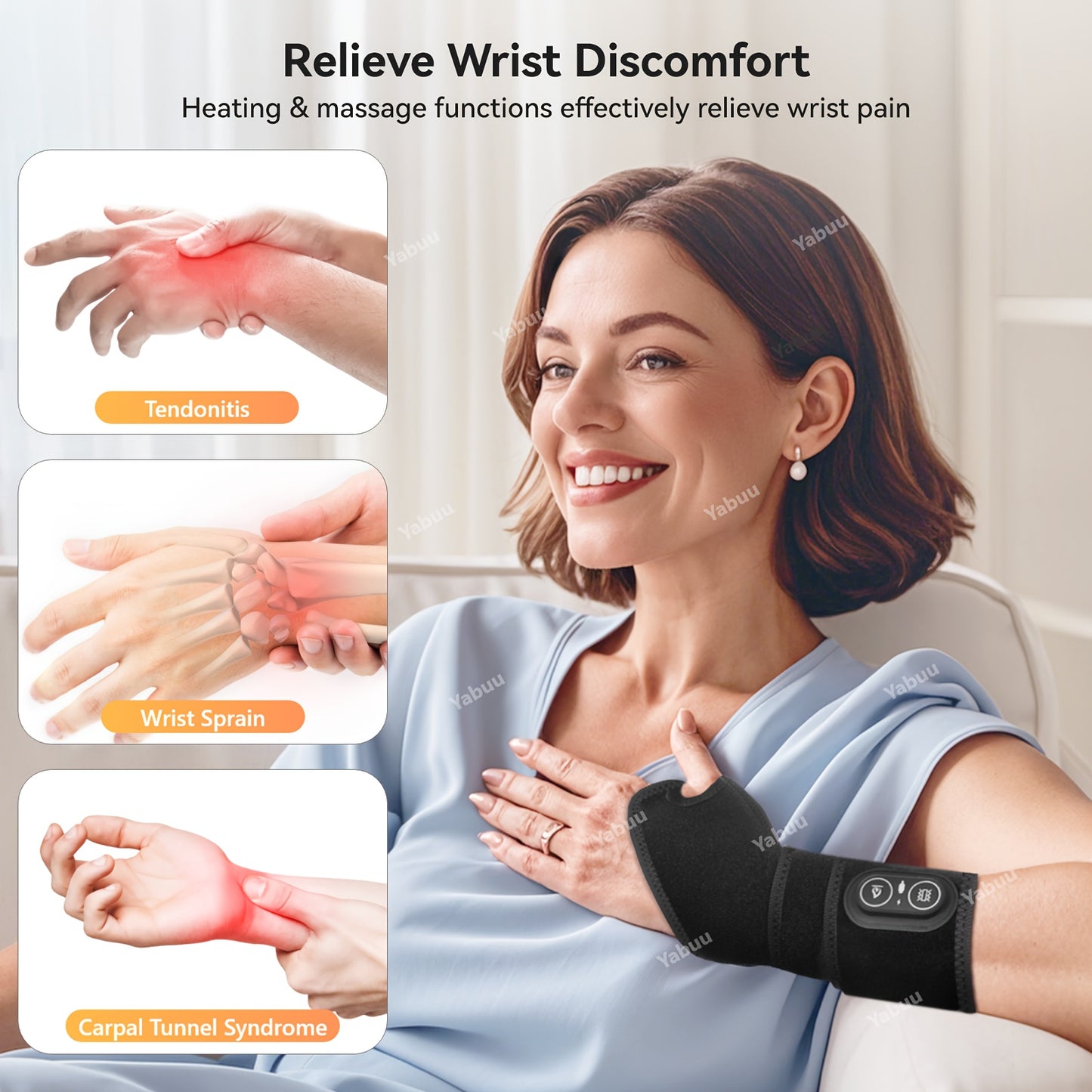 Cordless Hand Heating Pad with Adjustable Heat and Vibration Settings