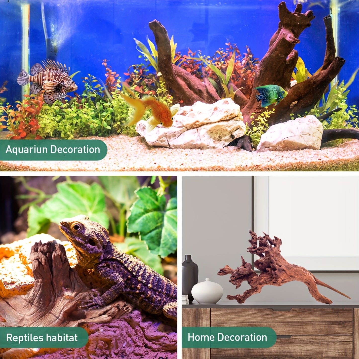 Natural Driftwood Sinking Wood for Aquarium and Reptile Decor