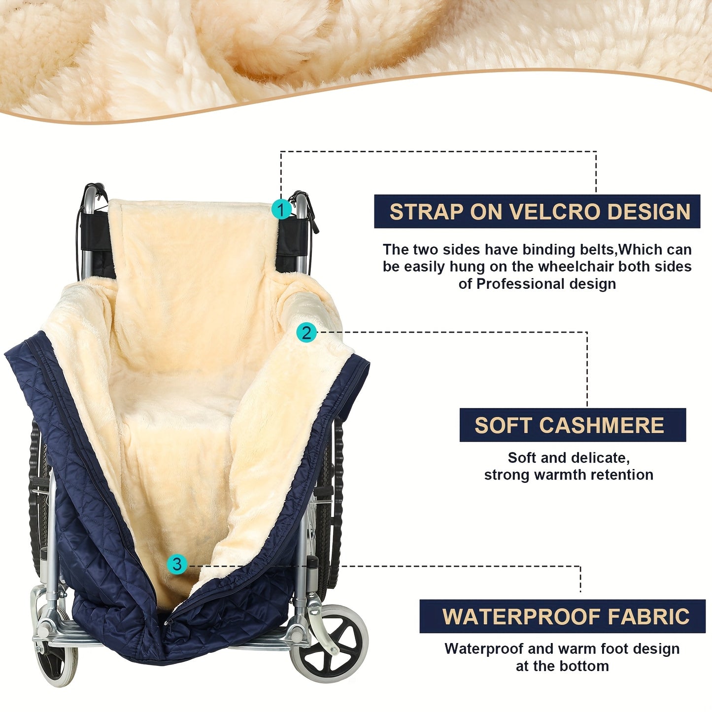 Lightweight Waterproof Wheelchair Blanket Cozy Fleece Lap Cover