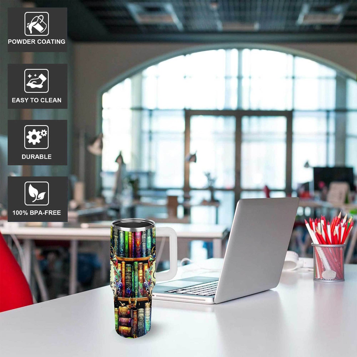 1pc 40oz stainless cup with handle, Best rated travel mugs, Easy one- handed operation for busy lifestyles, A stylish present for weddings or anniversaries