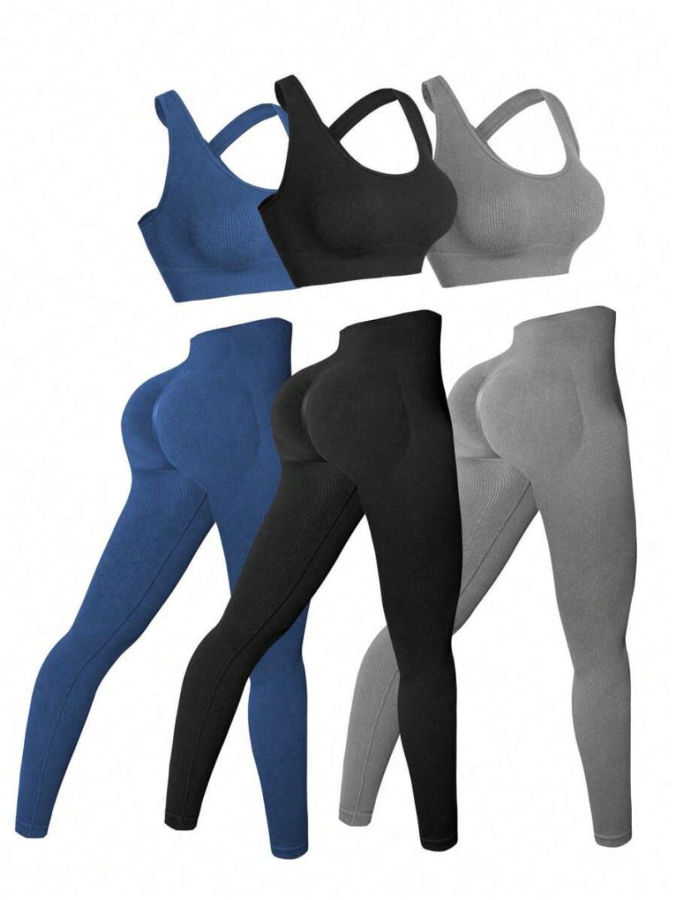 Three Piece Womens Fitness Bra And Pants Yoga Wear