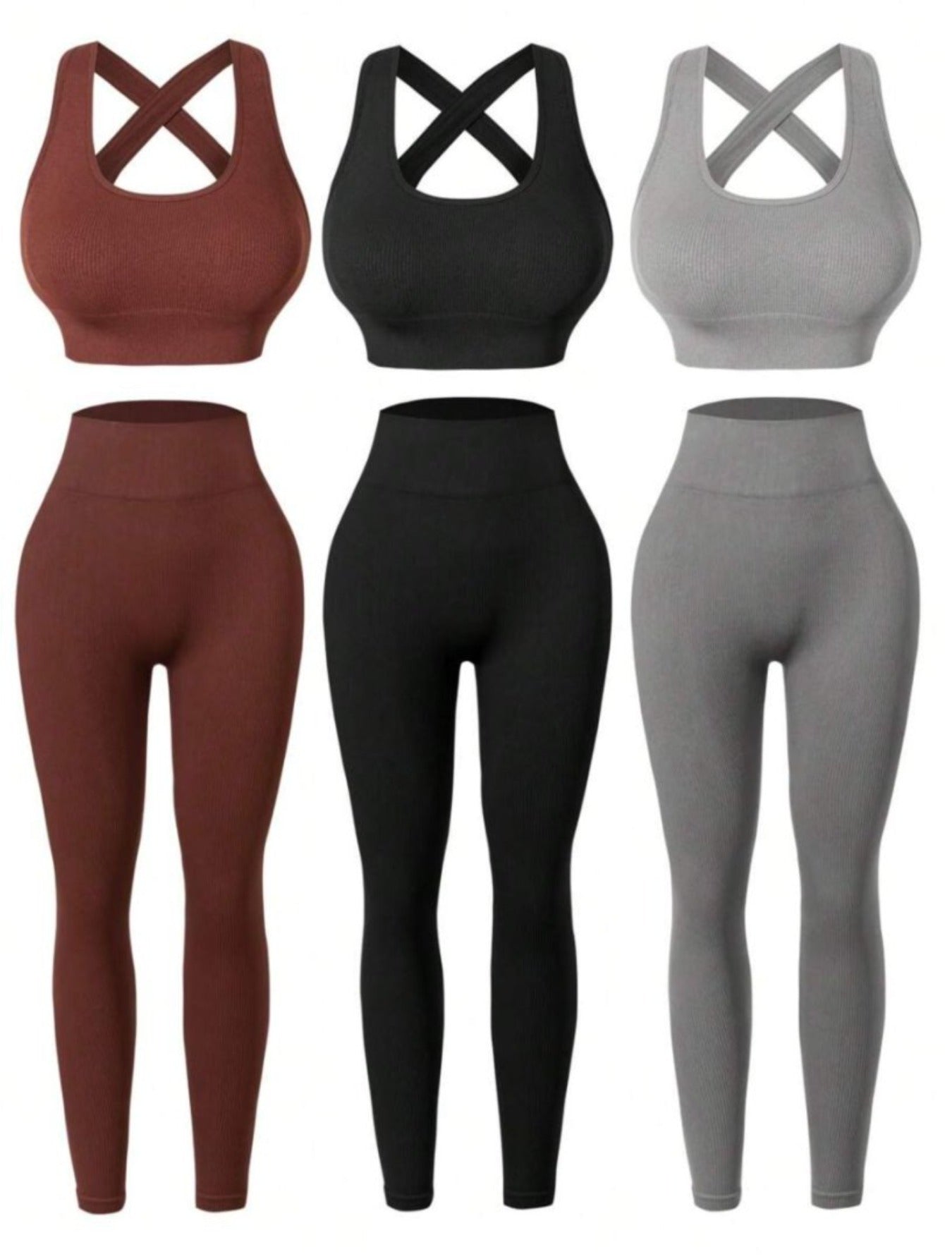 Three Piece Womens Fitness Bra And Pants Yoga Wear