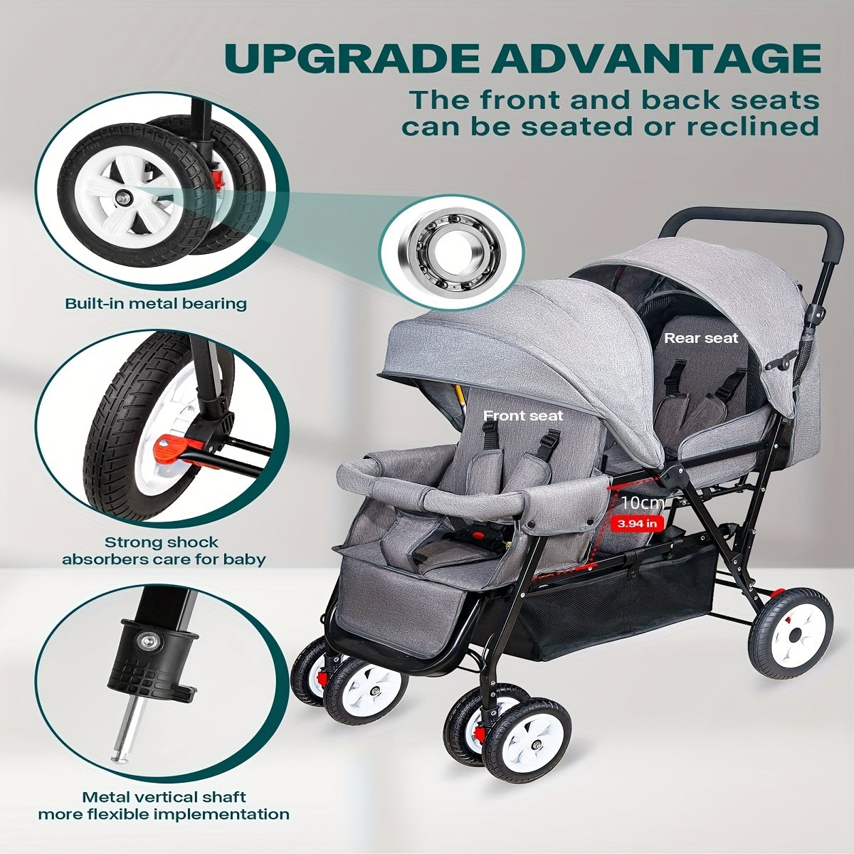 Foldable Double Stroller for Infants and Toddlers with Accessories