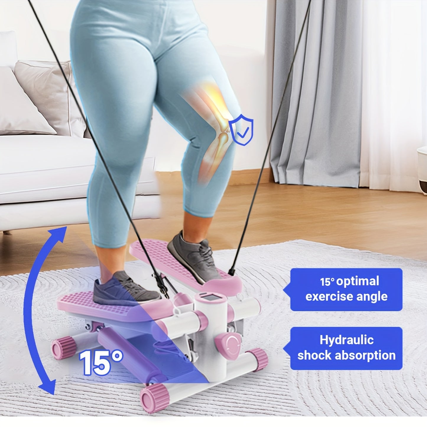 Mini Stair Stepper With Resistance Bands LCD Monitor