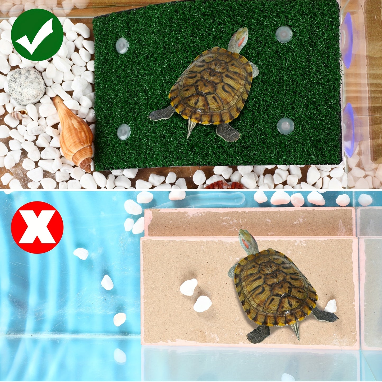 Turtle Basking Platform and Artificial Plants for Reptile Tanks