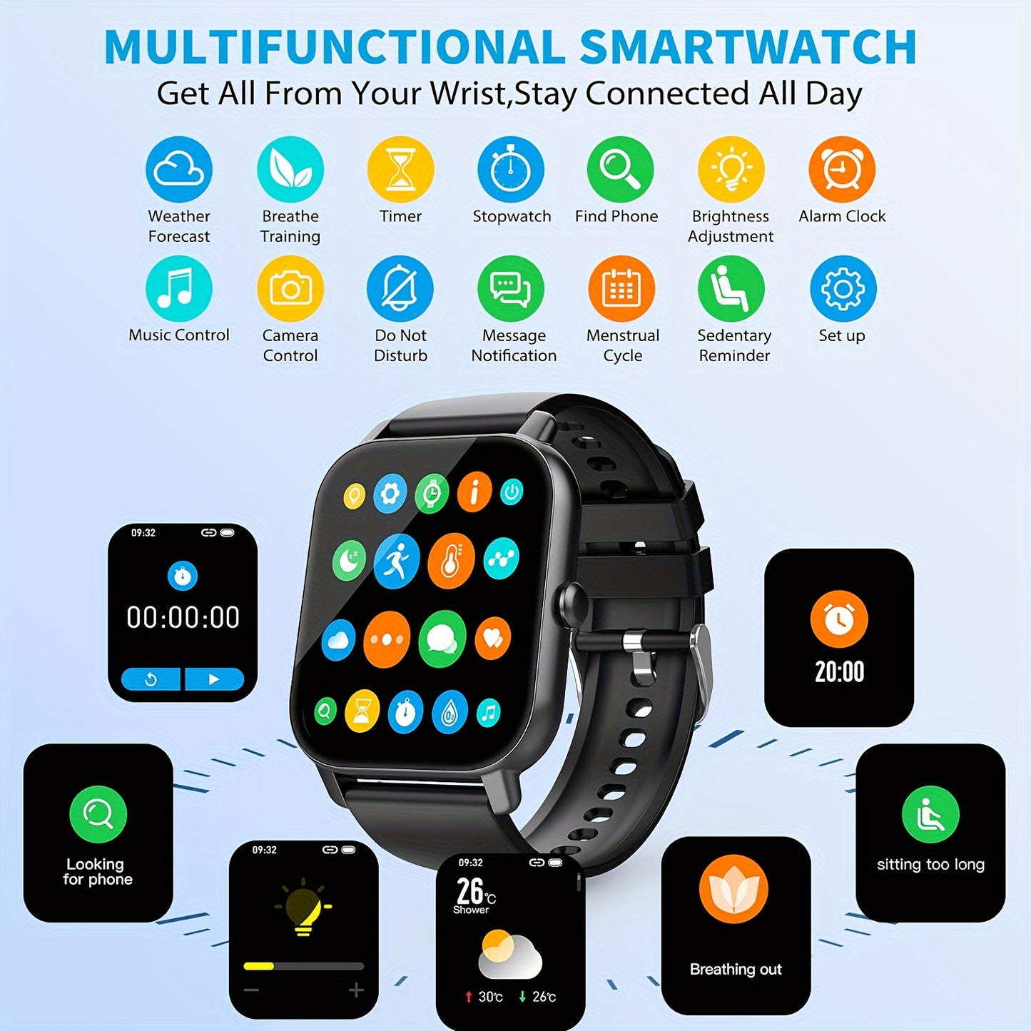 Smart Watch With Call Functionality and Fitness Tracking Features