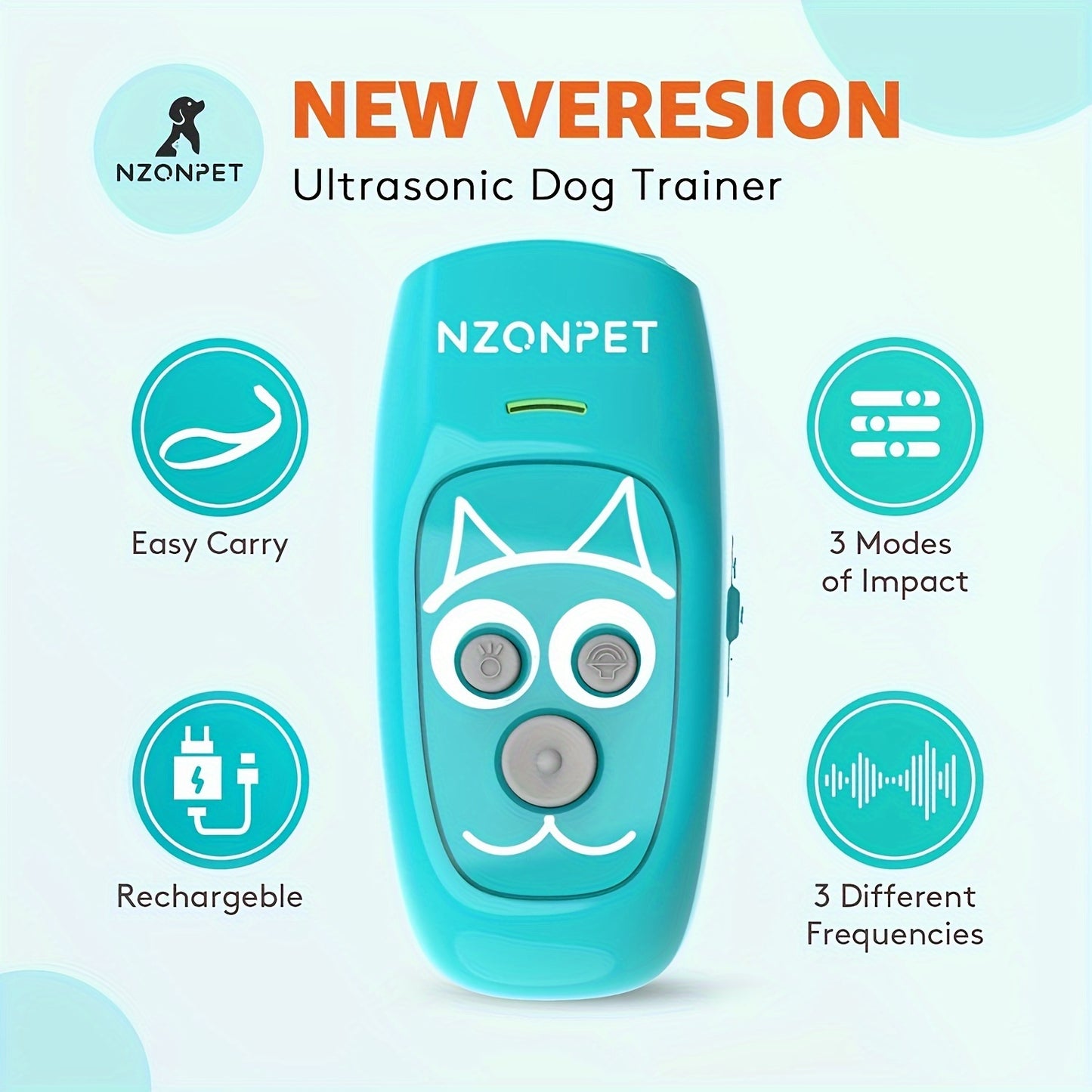 Ultrasonic Dog Trainer Anti Barking Device With Rechargeable Battery