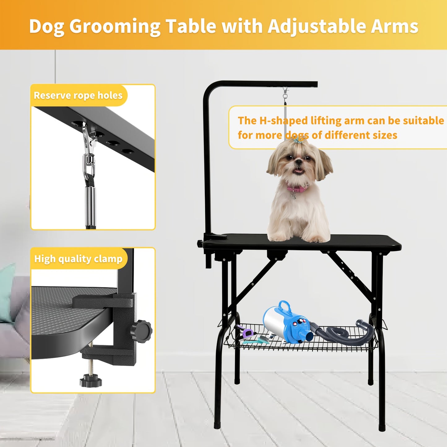 Portable Height Adjustable Pet Grooming Table for Home Use