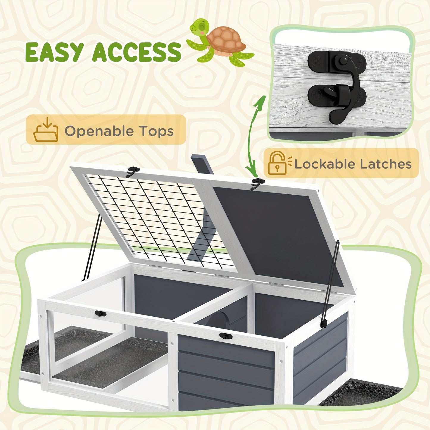 Wooden Tortoise Habitat with Pull-out Trays and Lamp Holder