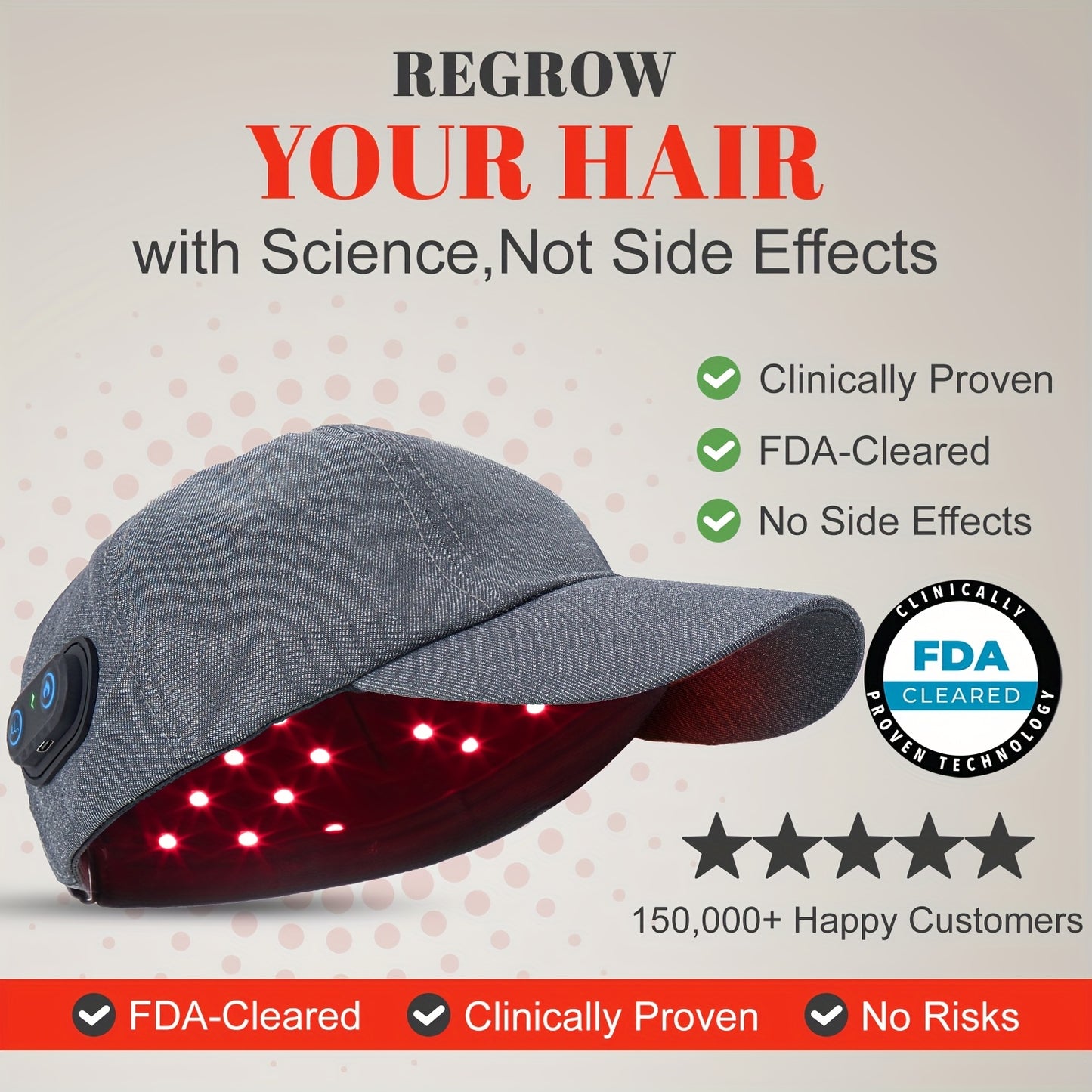 Red Light Therapy Hair Growth Cap for Men and Women