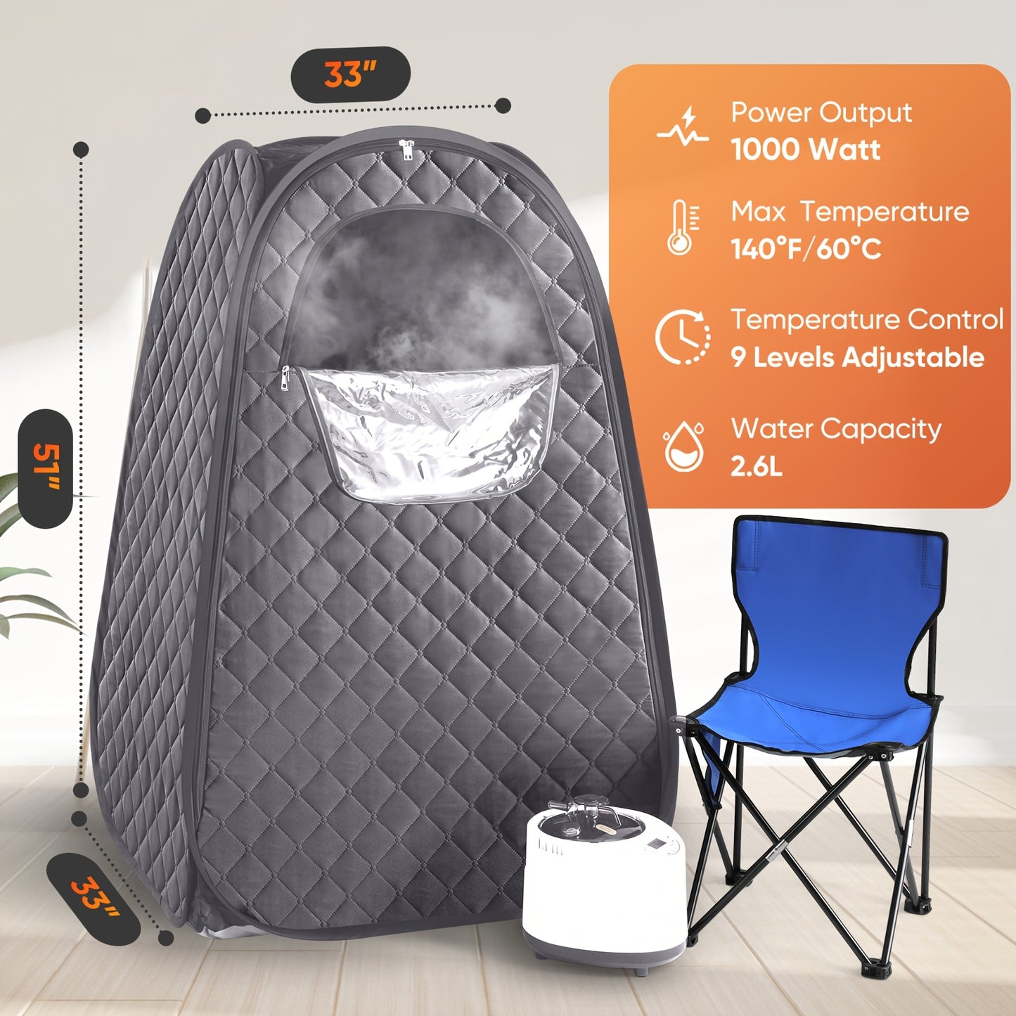Portable Full Body Steam Sauna Tent with Remote Control