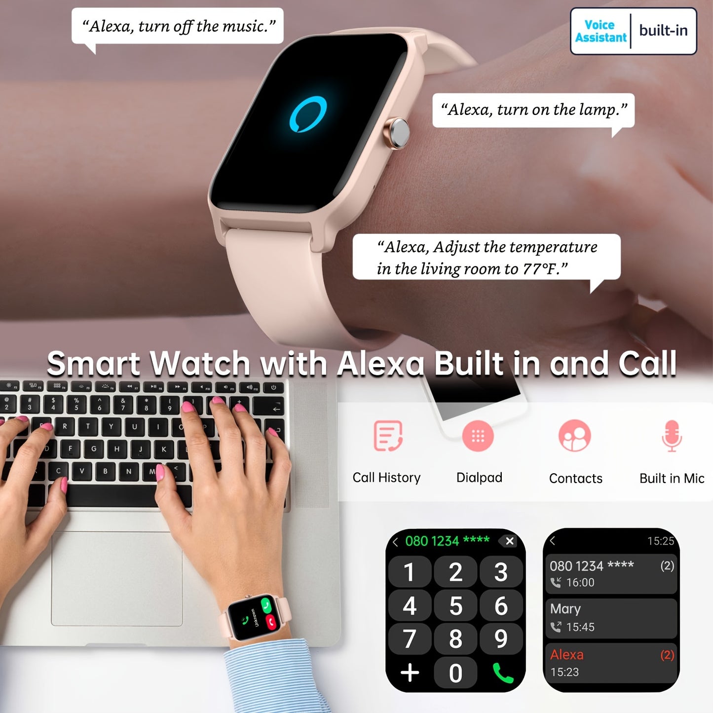 FUVEHA Unisex Smartwatch Gift Premium With Alexa And Calls