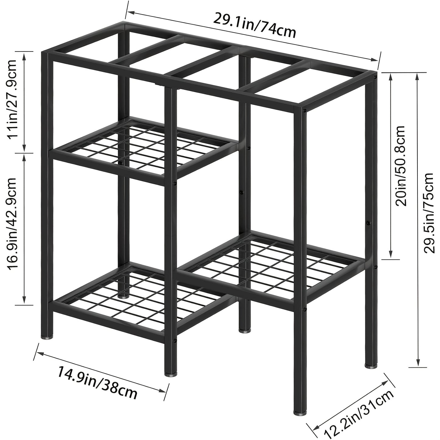Metal Fish Tank Stand with Shelves for Aquariums and Terrariums