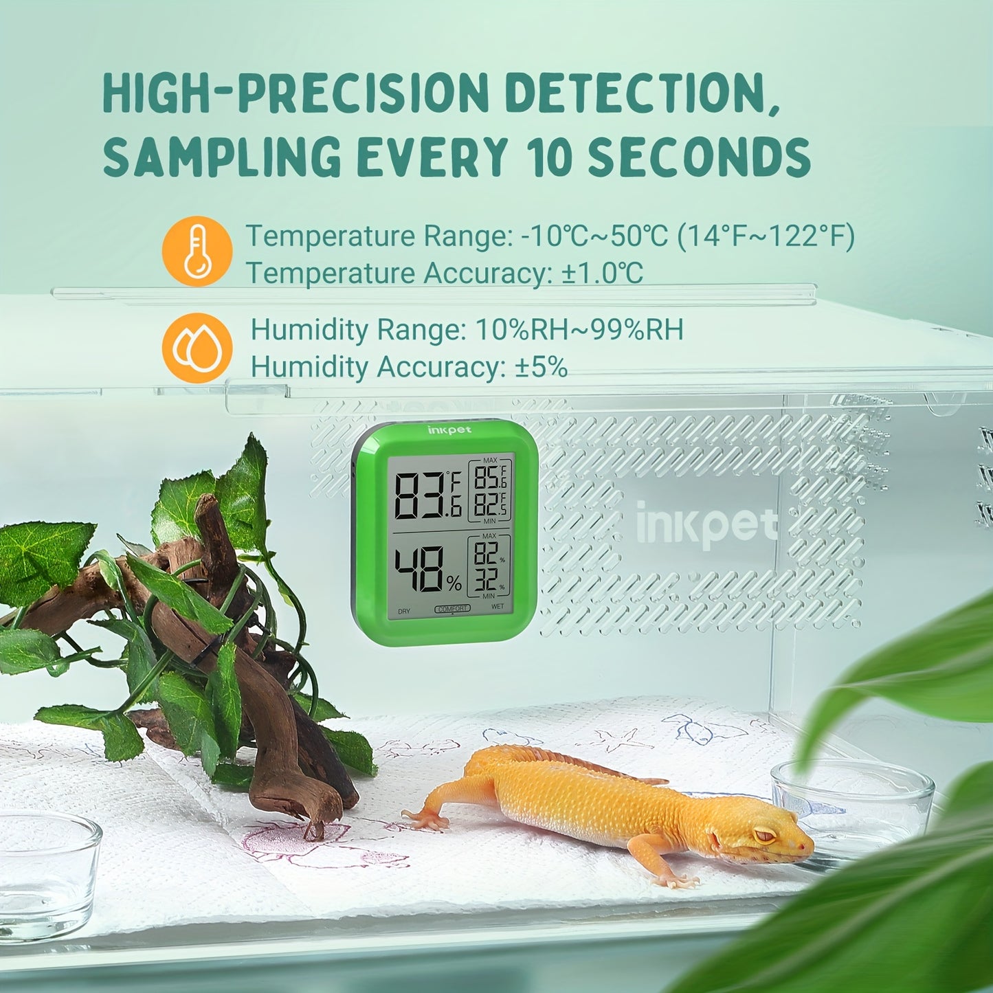 Digital Reptile Thermometer Hygrometer With Max Min Record Display