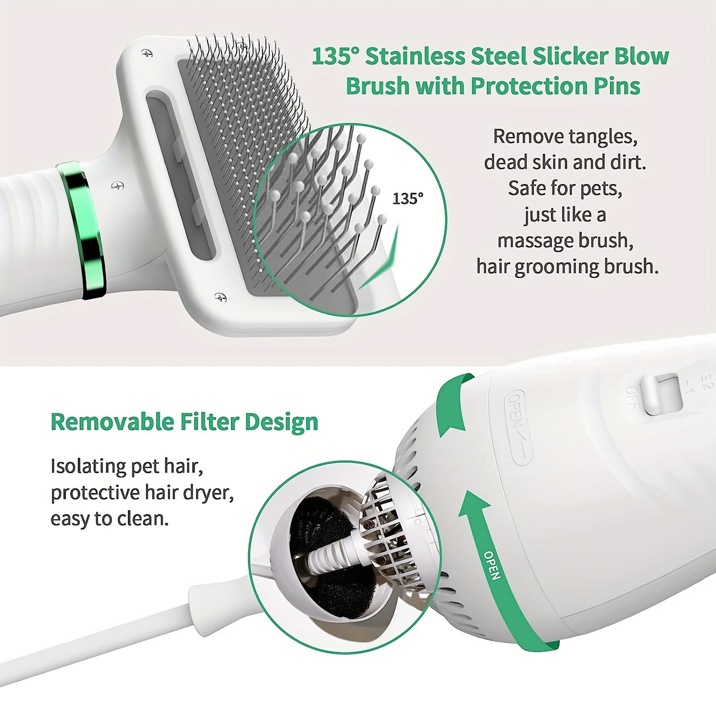 Livekey 2-in-1 Pet Grooming Dryer and Slicker Brush