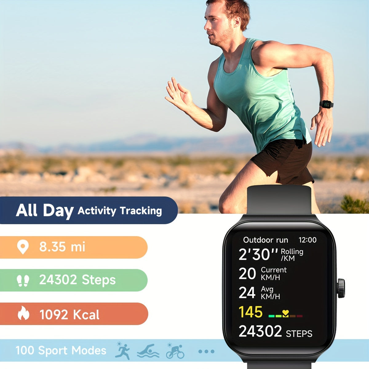 TOOBUR Smartwatch with Call Feature and Fitness Tracking Capabilities