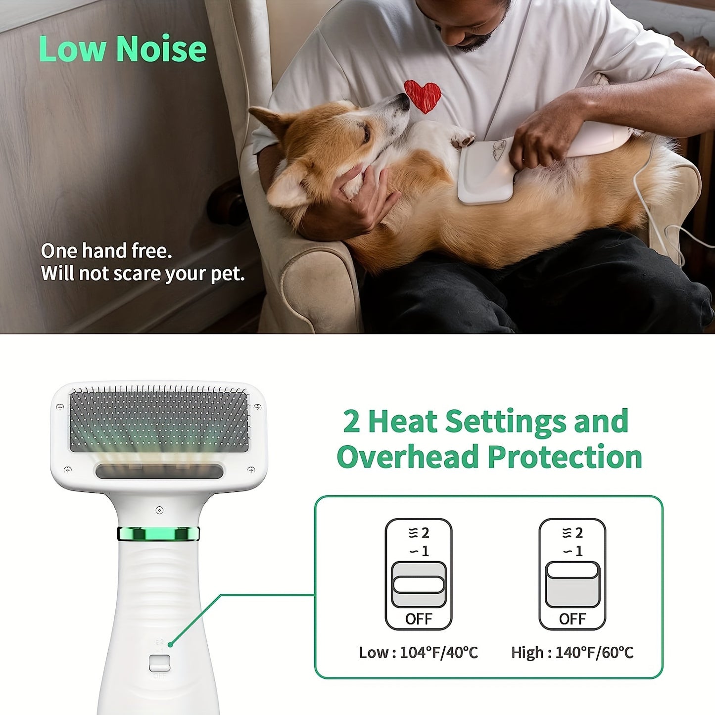 Livekey 2-in-1 Pet Grooming Dryer and Slicker Brush