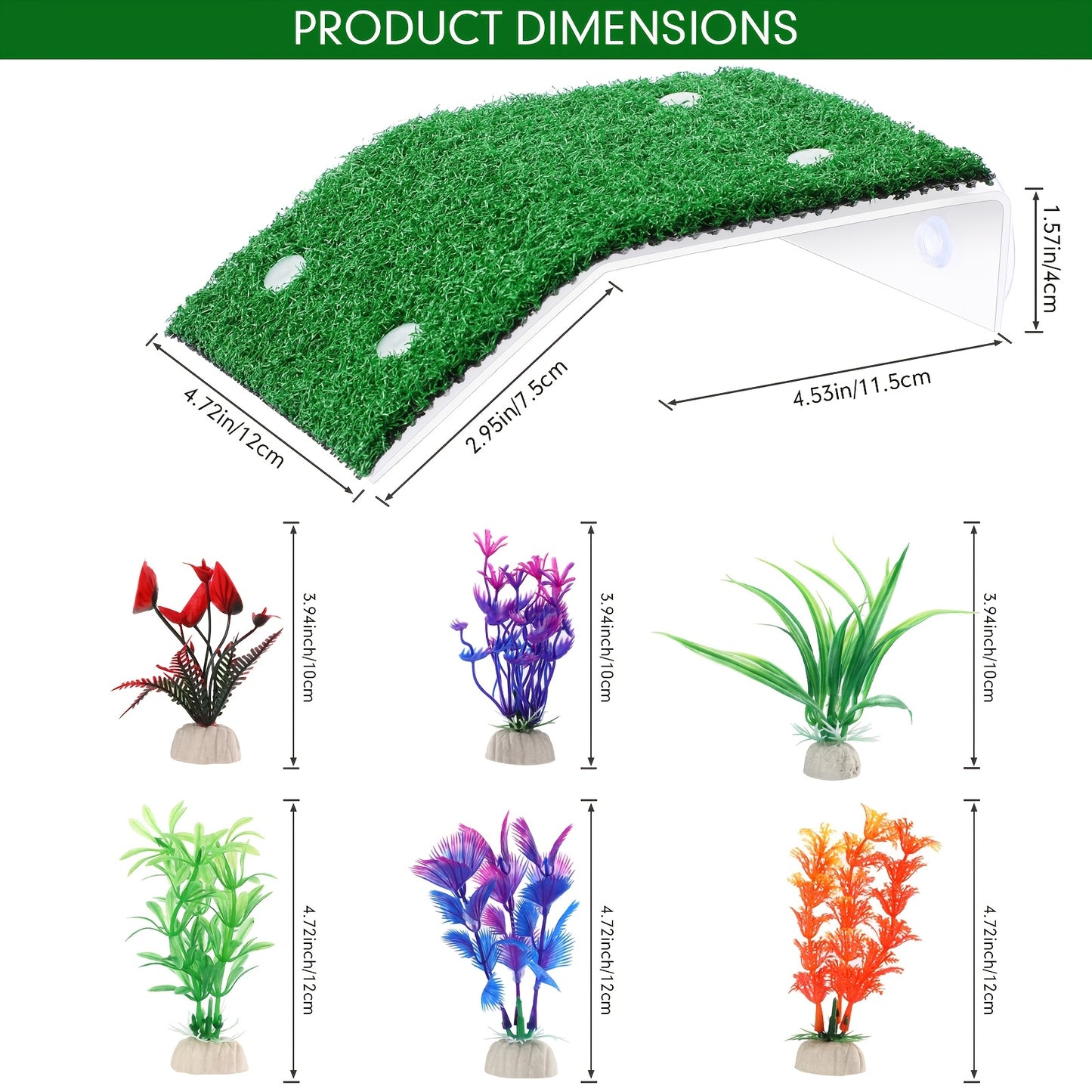 Turtle Basking Platform and Artificial Plants for Reptile Tanks