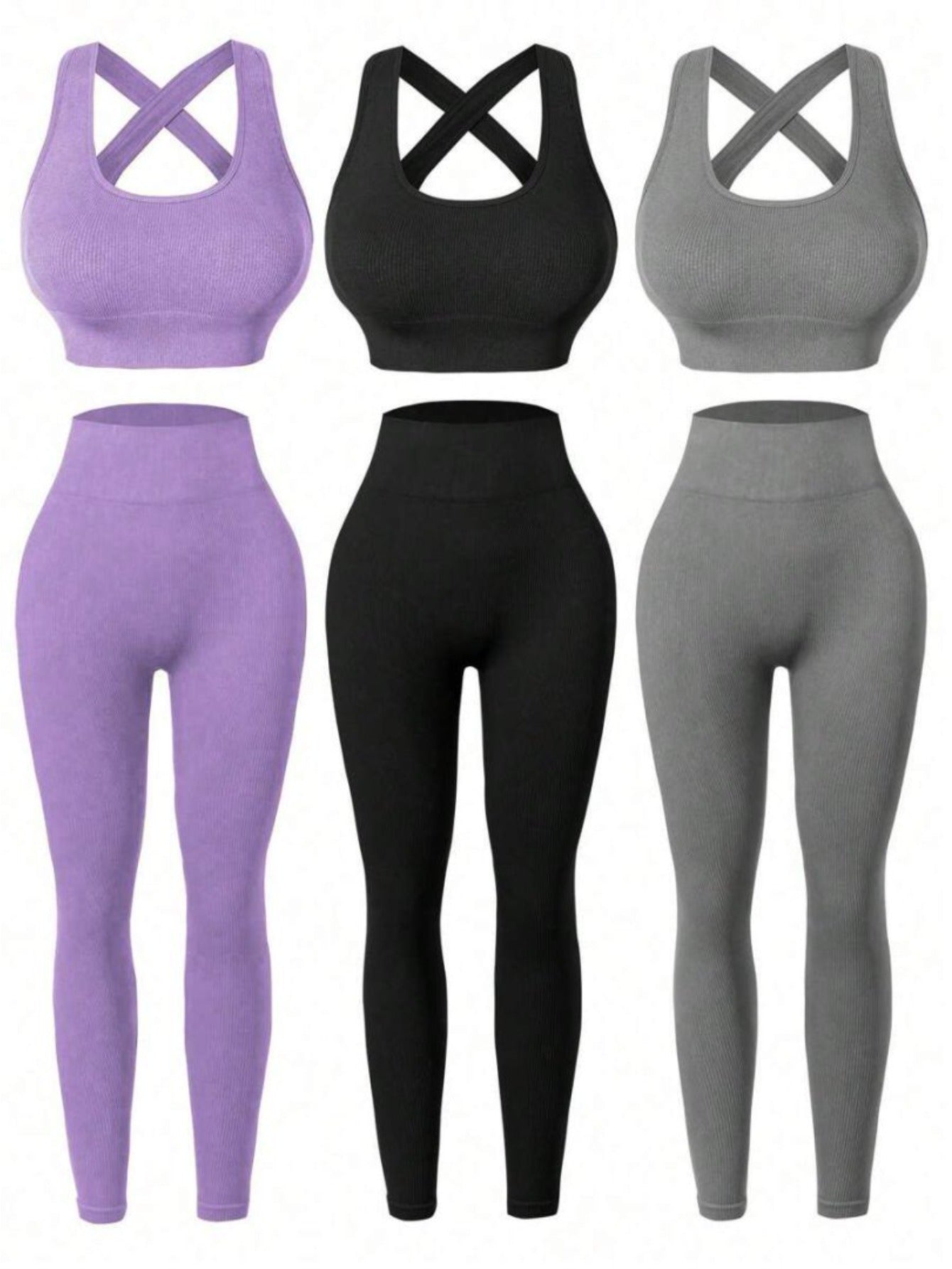 Three Piece Women Fitness Set Bra And Pants Yoga Wear