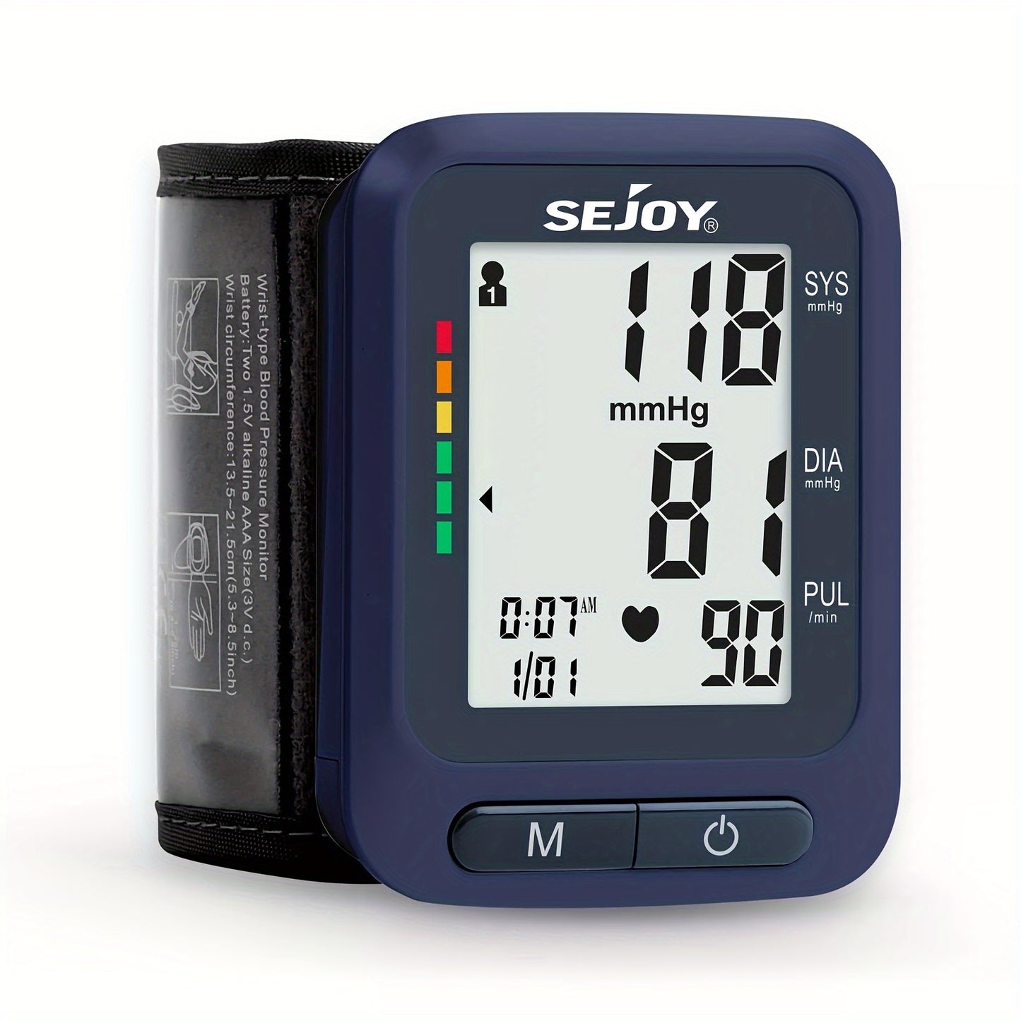 Automatic Digital Wrist Blood Pressure Monitor with Backlit Display