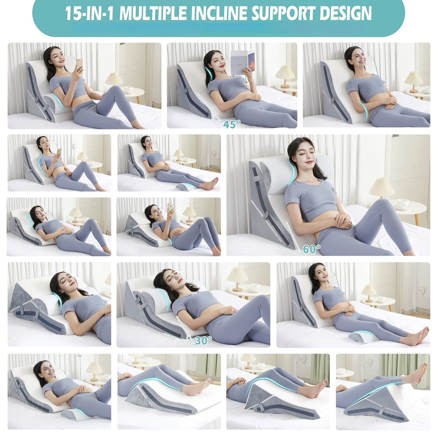 3-in-1 Adjustable Incline Wedge Pillows for Comfort and Support
