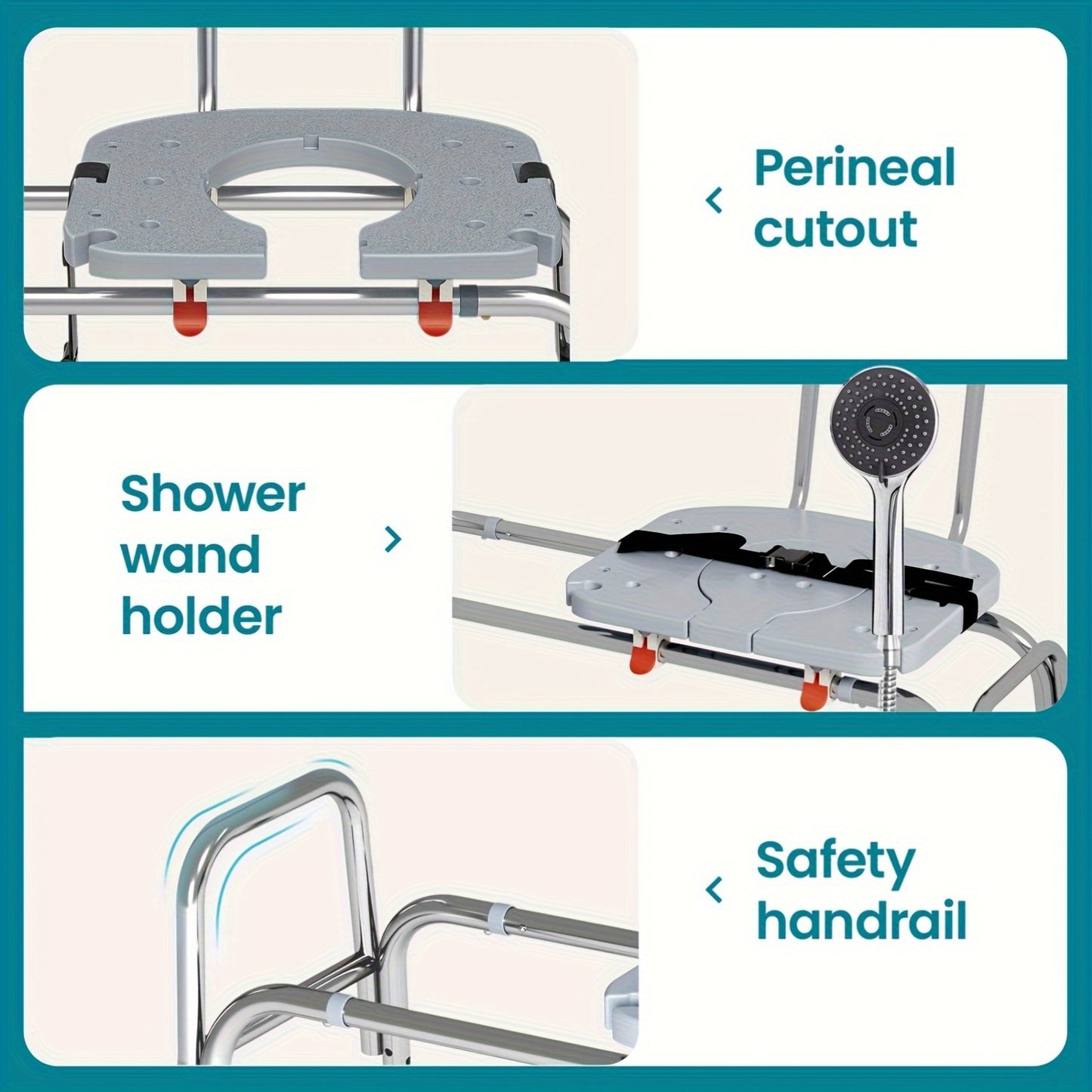 Sliding Shower Chair with Non Slip Aluminum Body and Safety Belt