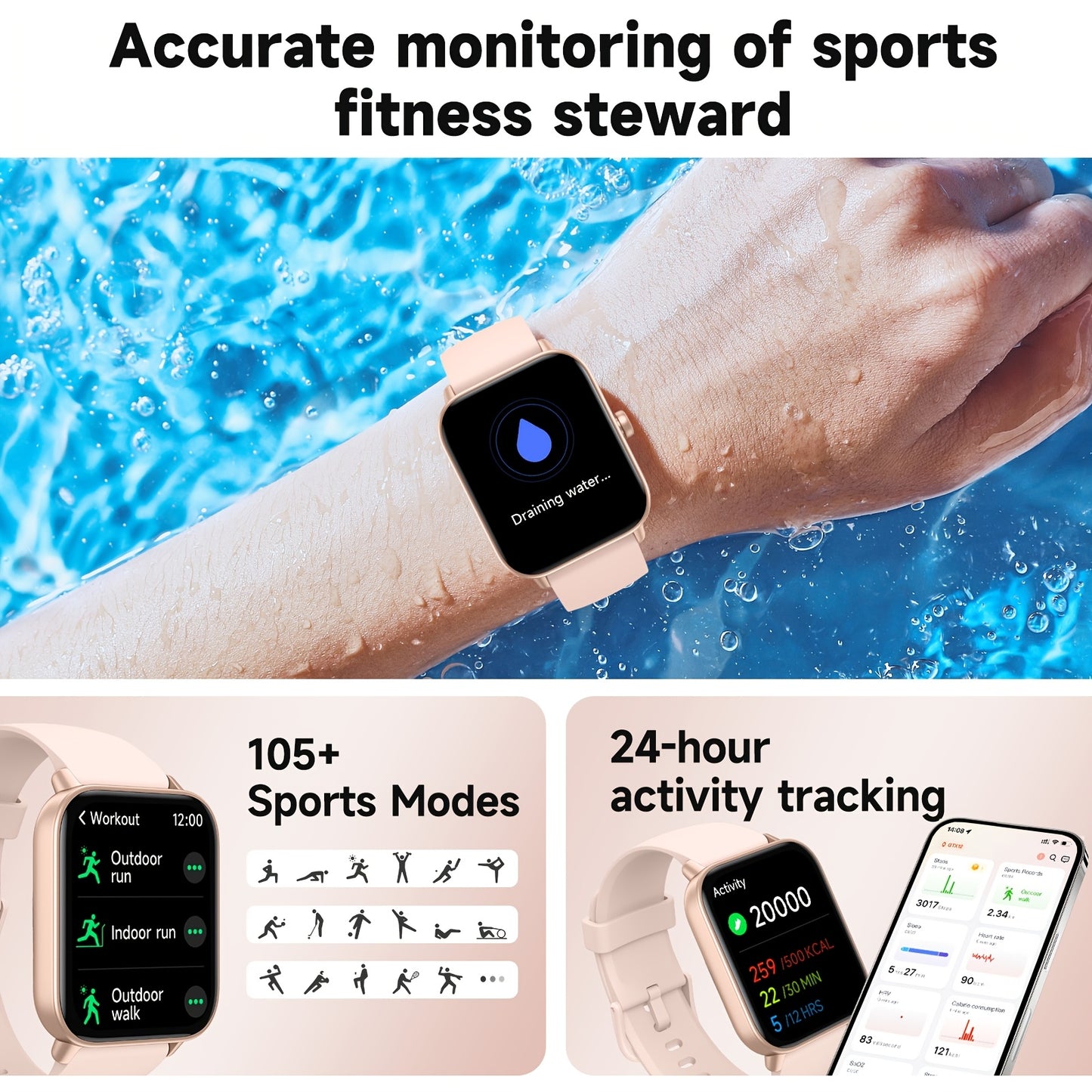 FUVEHA Smart Watch With Alexa And 100 Sports Modes