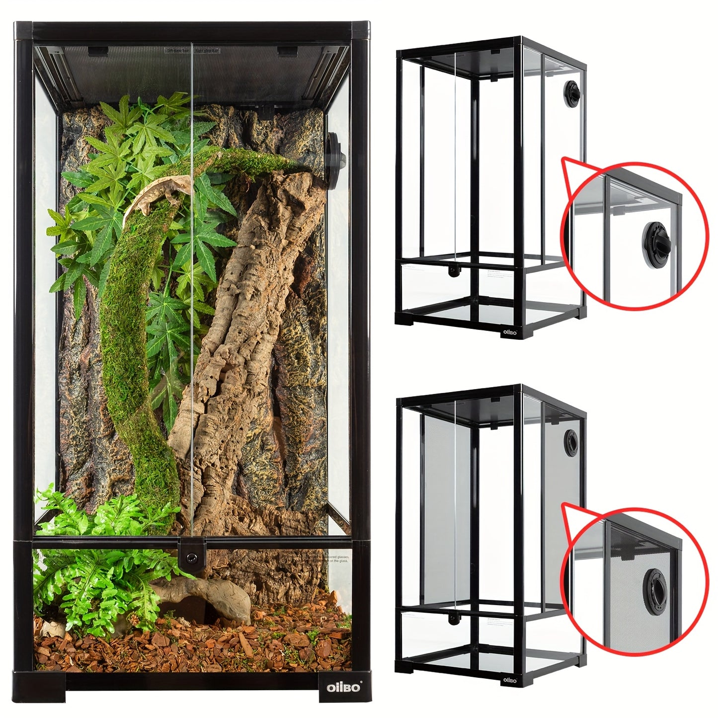 OIIBO Dual-Opening Tempered Glass Reptile Terrarium for Lizards