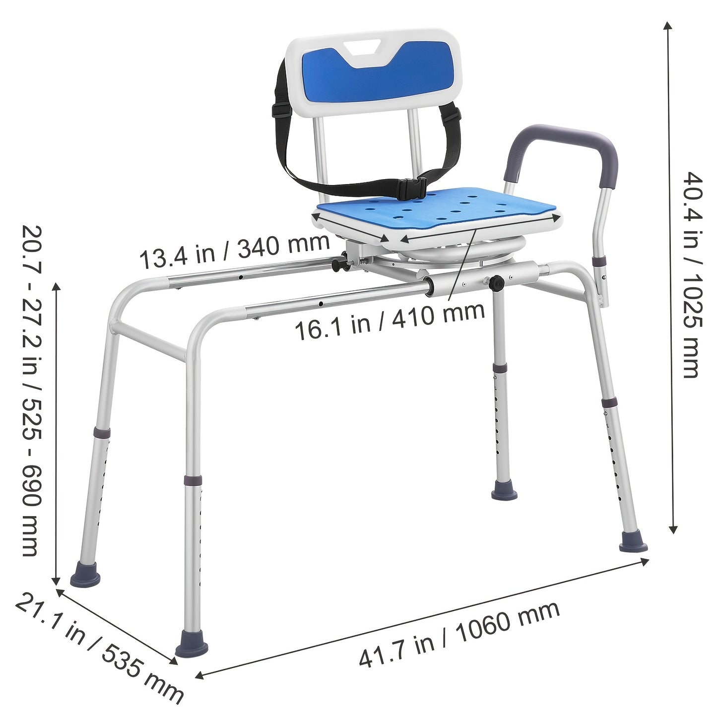 Happybuy Sliding Tub Transfer Bench With Swivel Seat and Armrest